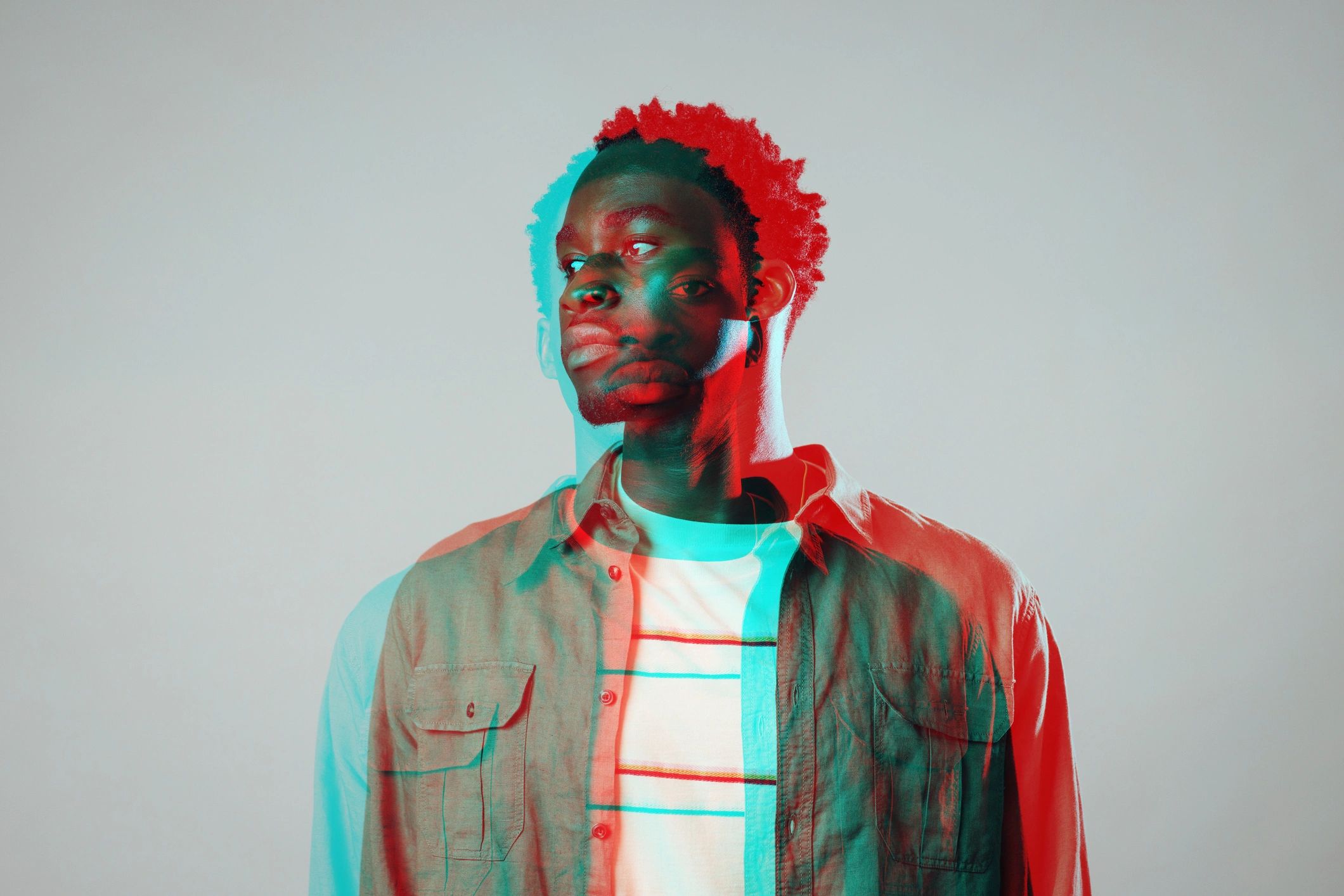 Artist portrait with dramatic studio lighting